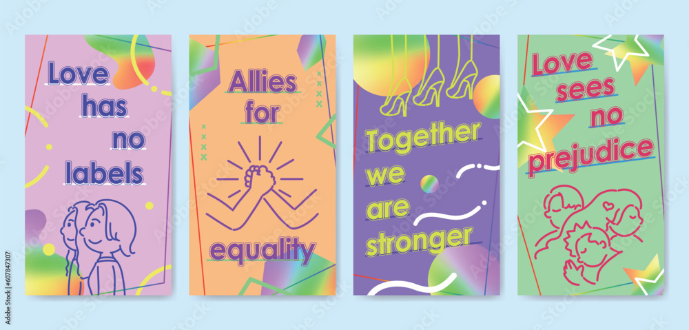 Vector collection for pride month celebration instagram stories