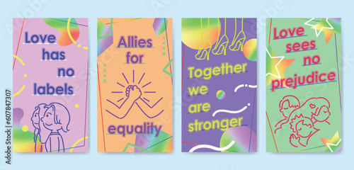 Vector collection for pride month celebration instagram stories