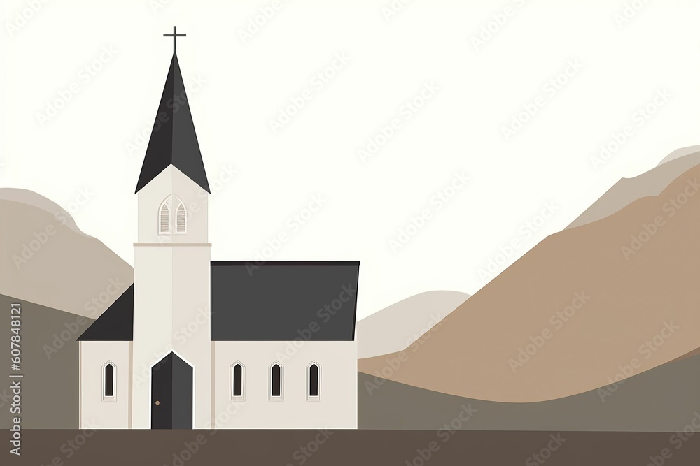The illustration of the church in iceland, AI contents by Midjourney