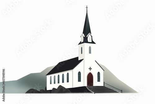 Fototapeta The illustration of the church in iceland, AI contents by Midjourney