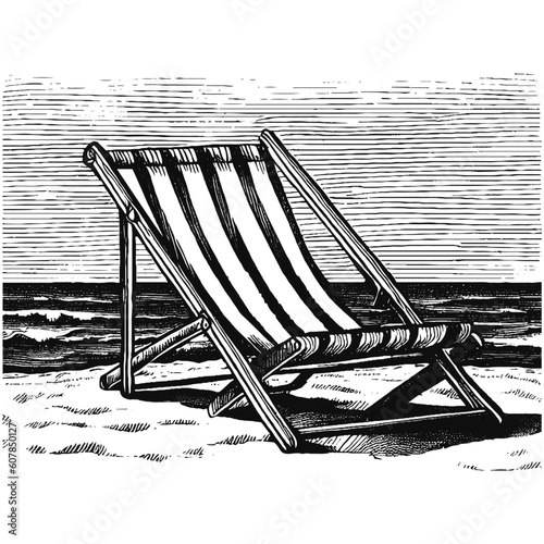 deck chair on the beach vector summer sketch