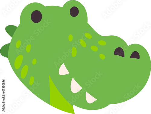 Crocodile drawing head cartoon decoration.
