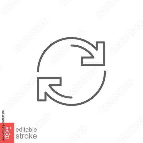 Exchange icon. Simple outline style. Change, double reverse arrow, replace, switch, return, swap concept. Thin line symbol. Vector illustration isolated on white background. Editable stroke EPS 10.