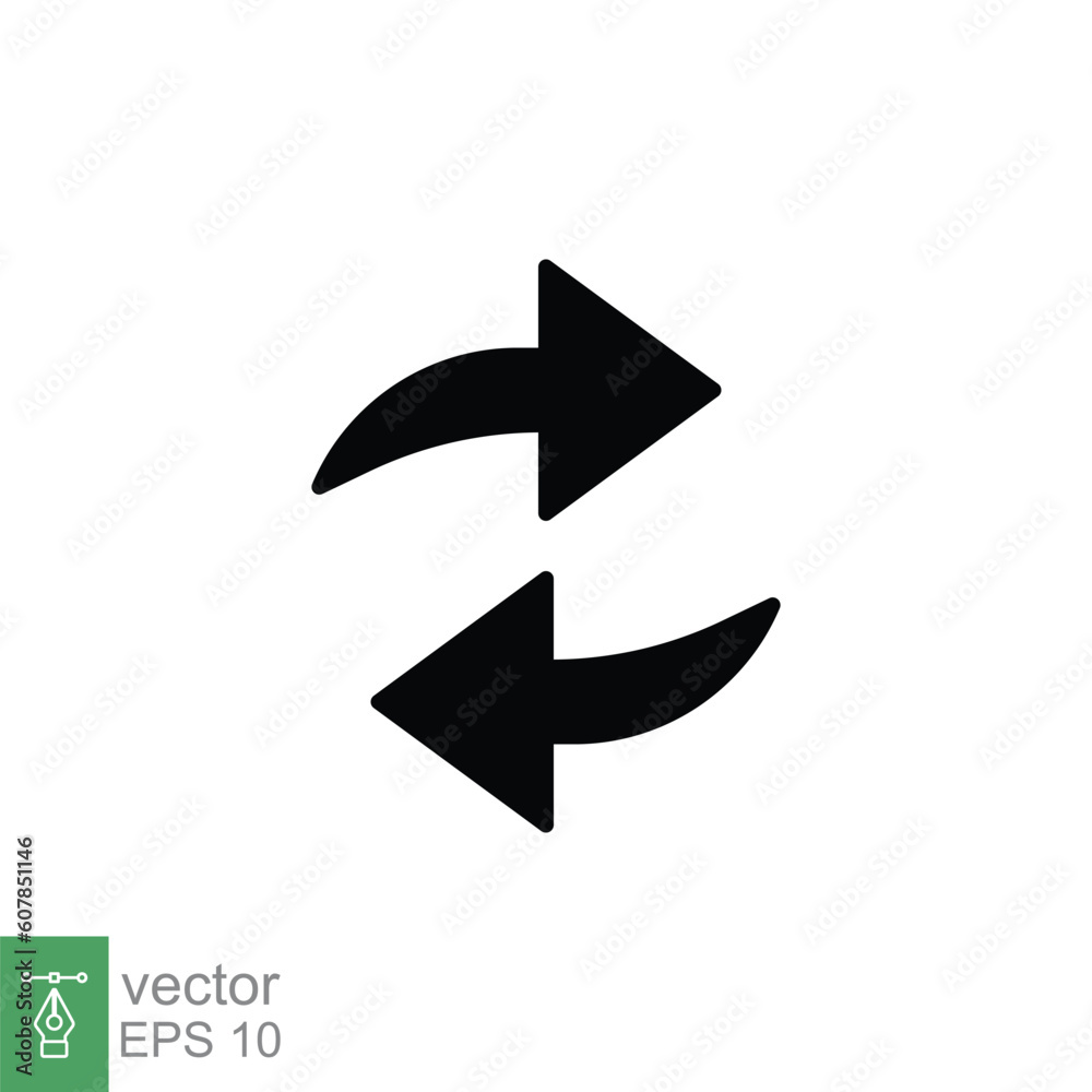 Exchange icon. Simple solid style. Change, double reverse arrow, replace, switch, return, swap concept. Black silhouette, glyph symbol. Vector illustration isolated on white background. EPS 10. Exchange icon. Simple solid style. Change, double reverse arrow, replace, switch, return, swap concept. Black silhouette, glyph symbol. Vector illustration isolated on white background. EPS 10.