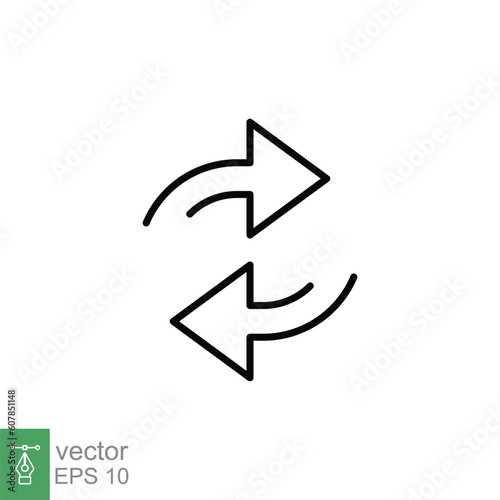 Exchange icon. Simple outline style. Change, double reverse arrow, replace, switch, return, swap, repeat, cycle concept. Thin line symbol. Vector illustration isolated on white background. EPS 10.