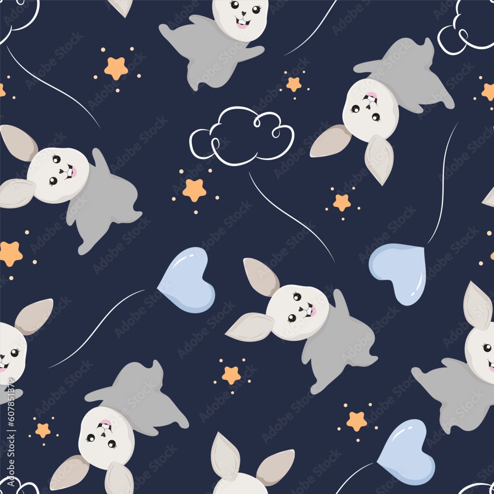 Vector cute bunny rabbit seamless pattern design for kid Vector cute bunny rabbit seamless pattern design for kid