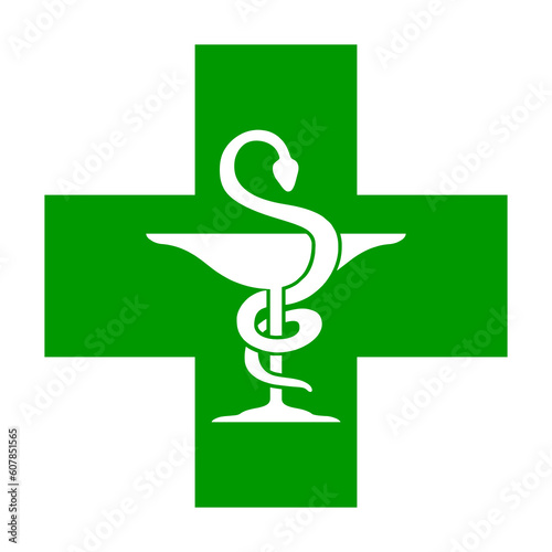 Green pharmacy logo vector illustration 