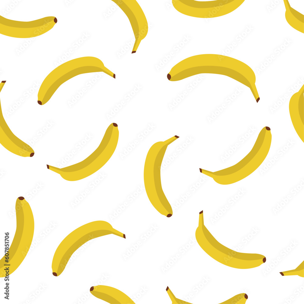 Banana fruit seamless pattern on white isolated background. Fresh banana icon vector illustration. Seamless vector pattern with yellow fruits. Ideal for wallpapers, web page backgrounds, textiles Banana fruit seamless pattern on white isolated background. Fresh banana icon vector illustration. Seamless vector pattern with yellow fruits. Ideal for wallpapers, web page backgrounds, textiles