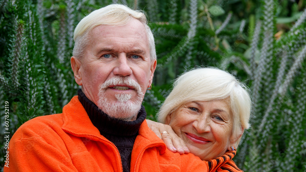 Elderly gray-haired optimistic couple Elderly gray-haired optimistic couple
