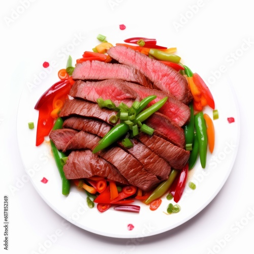 Fresh grilled red beef meat fillet with vegetables, Generative ai