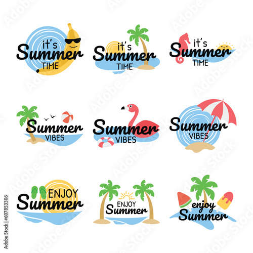 Fototapeta Naklejka Na Ścianę i Meble -  Set of summer sticker label vector