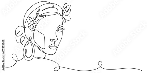 Women   s day line art style vector illustration. women face line art style vector illustration