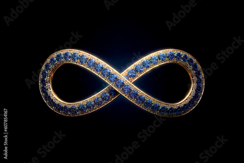 the infinity sign golden in color, voluminous, sparkling, ai generated
