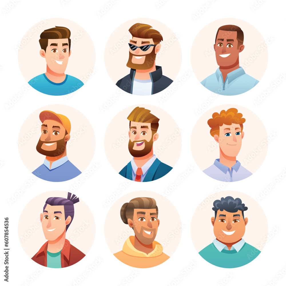 Man avatar characters collection. Male avatars in cartoon style Man avatar characters collection. Male avatars in cartoon style