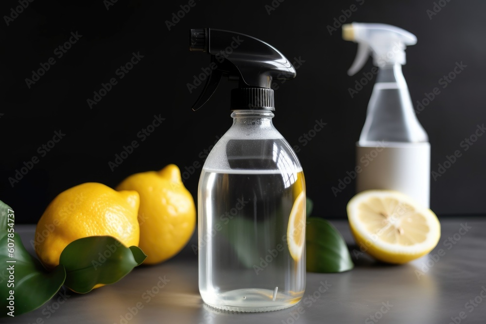 homemade all-purpose cleaner in spray bottle, created with generative ai homemade all-purpose cleaner in spray bottle, created with generative ai