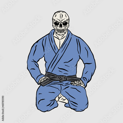 sitting karate taekwondo aikido before training illustratio vector