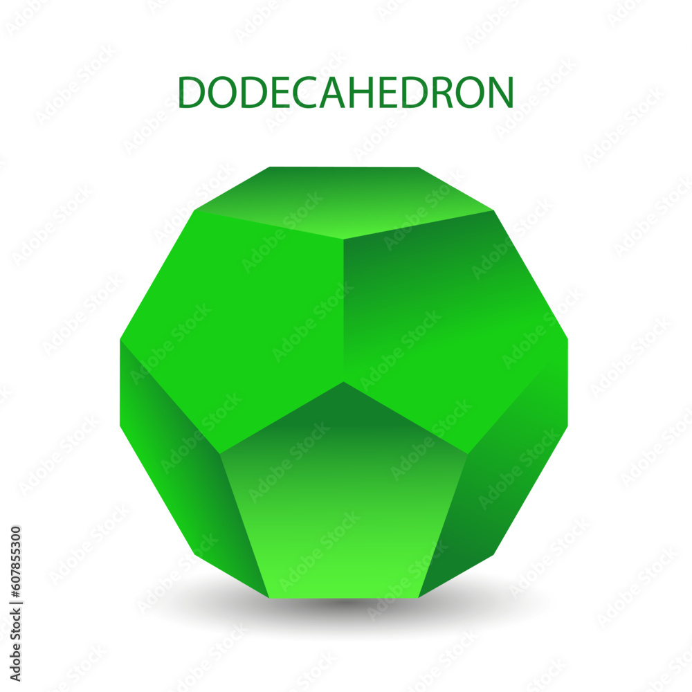 Dodecadron vector illustration isolated on white background with gradient for games, icons, packaging designs, logo, mobile, ui, web. Platonic solid. Dodecadron vector illustration isolated on white background with gradient for games, icons, packaging designs, logo, mobile, ui, web. Platonic solid.