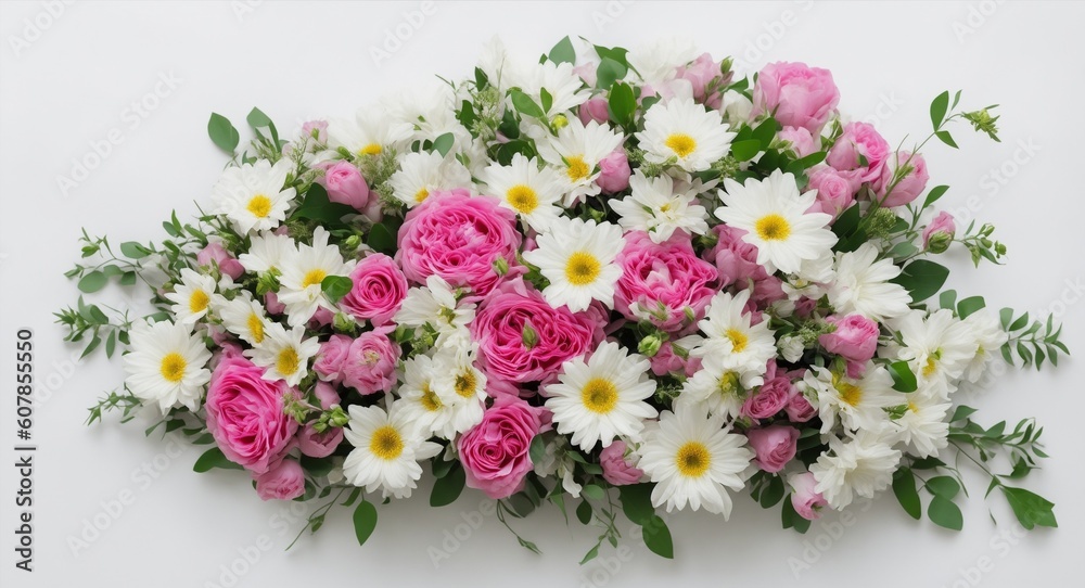 Bouquet of beautiful flowers on white background