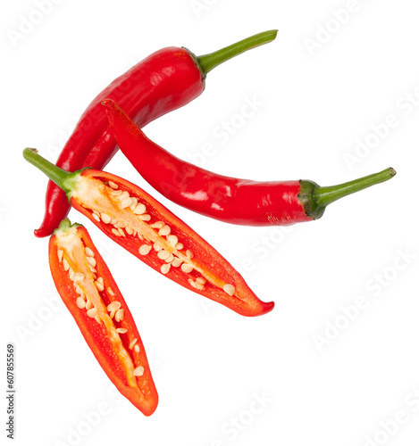 Fresh red pepperon transparent background. png file photo