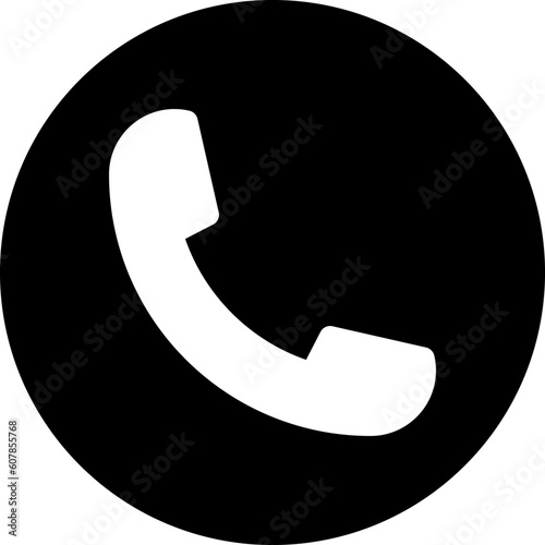 Telephone handset simple circle icon (black)