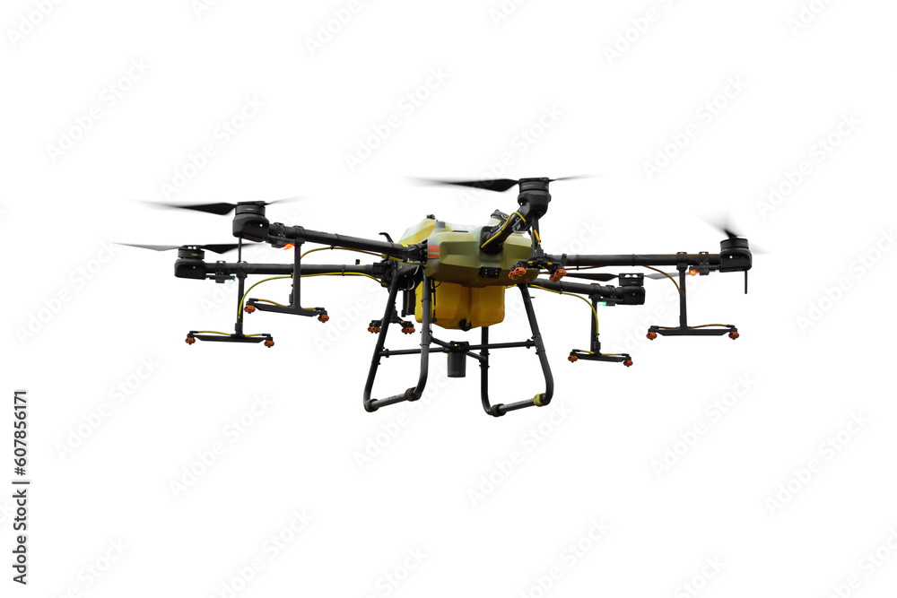 spray drones on farmers Isolated on a white background.