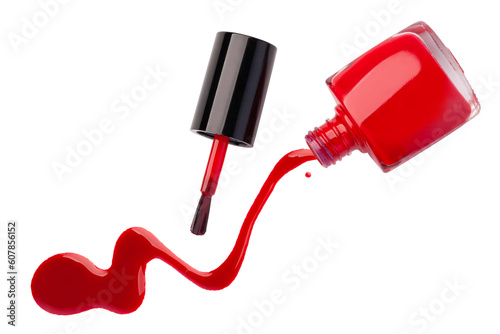 Nail polish flowing from the bottle isolated  photo