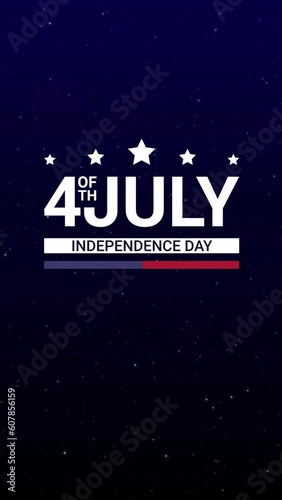 Vertical independence day sky animation with fireforks and stars
