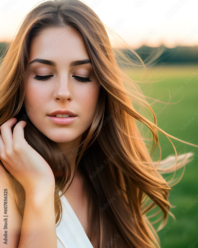 Jeune femme se relaxant dans la nature.Personne fictive créée avec l'IA générative. Jeune femme se relaxant dans la nature.Personne fictive créée avec l'IA générative.