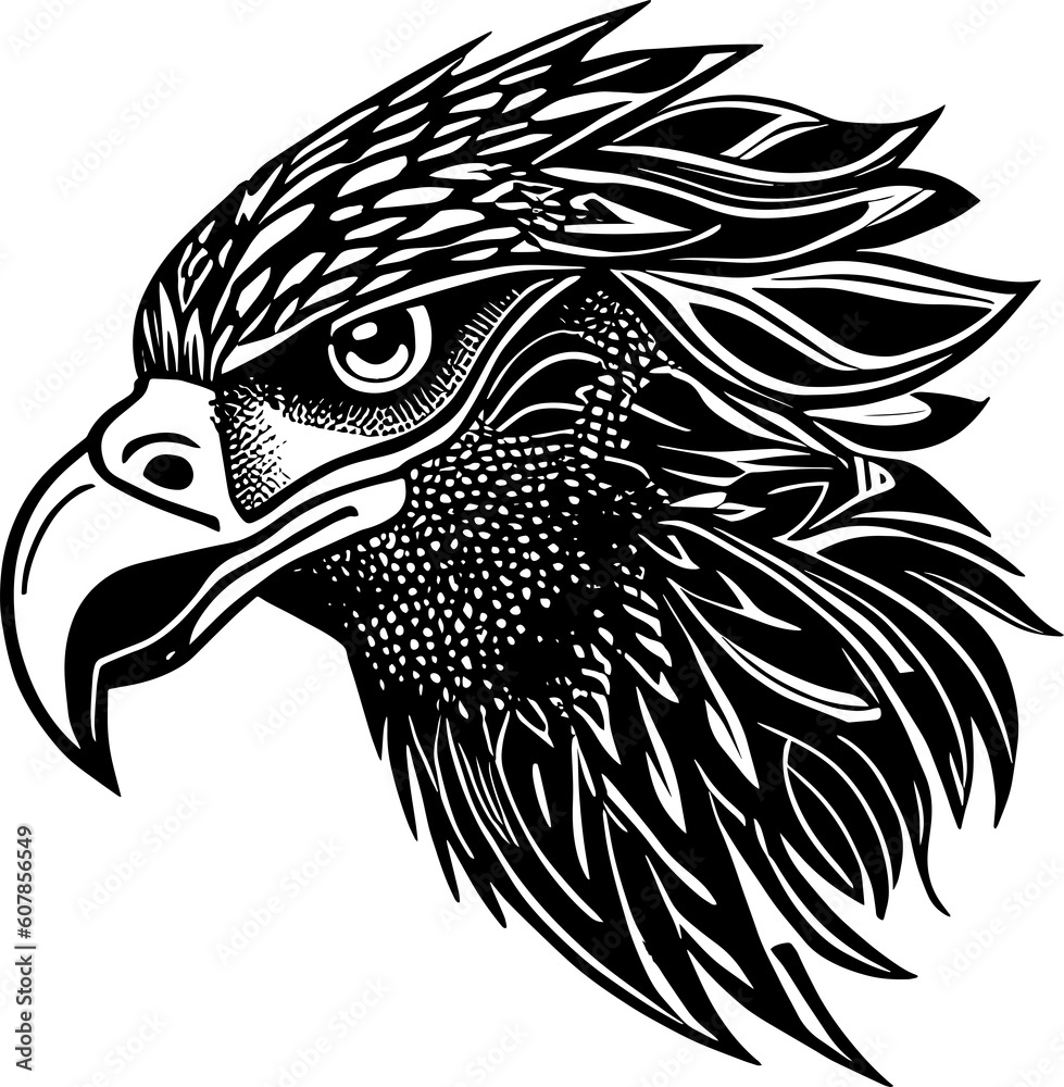 Eagle silhouette. White background, sticker vector