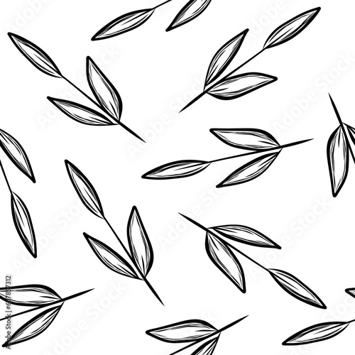 Fototapeta Naklejka Na Ścianę i Meble -  Seamless pattern with leaf in doodle style