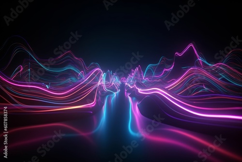 Abstract glowing wave background, 3d render, generative ai