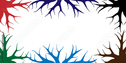 Fototapeta Naklejka Na Ścianę i Meble -  Illustration of abstract tree root frame  in blue, red and white colors