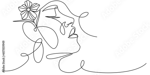 Women’s day line art style vector illustraton. Beauty Woman face line art style vector illustration