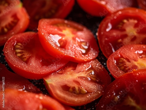 chopped tomatoes  with vibrant red colors and visible seeds