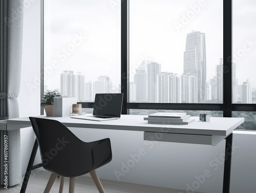 Modern Minimalist Desk Design - AI Generated © dasom
