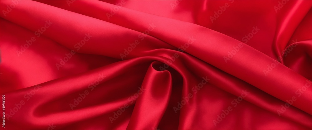 Vibrant Red Silk Fabric, generative ai - obrazy, fototapety, plakaty 