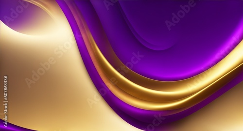 Abstract Background with 3D Wave Bright Gold and Purple Gradient Silk Fabric, generative ai