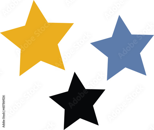 premium set of stars label icons   Gold blue balck stars Clipart