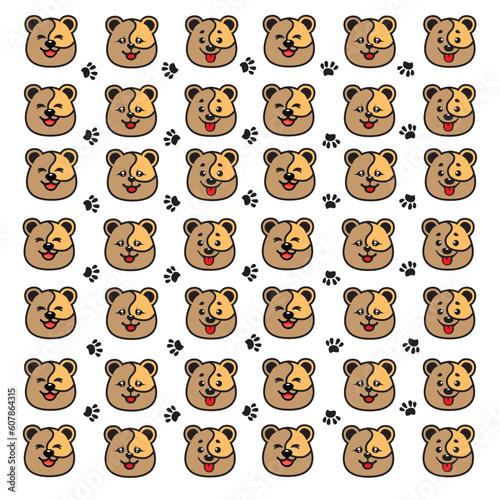 seamless cute dog and paw pattern
