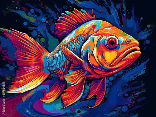 A Pop Art Style Painting of a Fish | Generative AI
