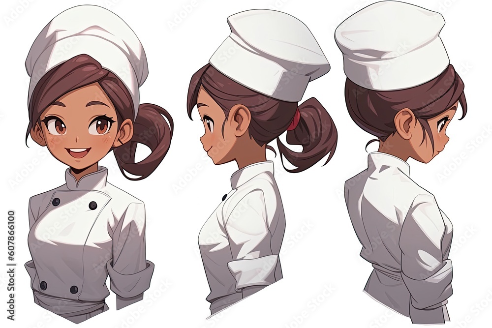 Asian Female Chef White Background Very Happy Copy Space Generative AI Asian Female Chef White Background Very Happy Copy Space Generative AI