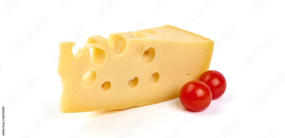 Maasdam cheese block, isolated on white background. High resolution image. Maasdam cheese block, isolated on white background. High resolution image.