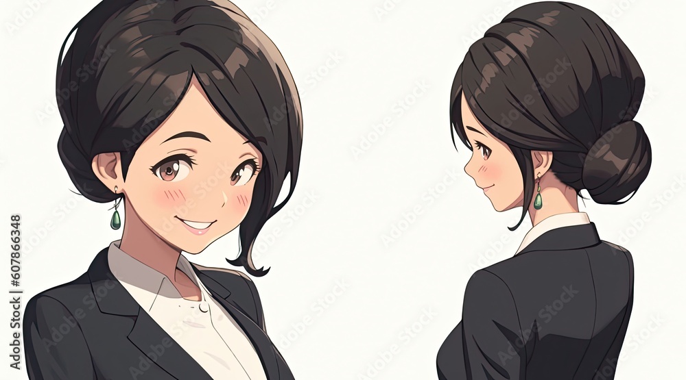 Asian Anime Woman Counselor White Background Very Pretty Copy Space Generative AI Asian Anime Woman Counselor White Background Very Pretty Copy Space Generative AI