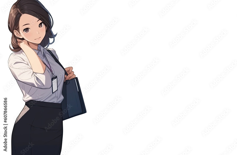 Asian Anime Female Data Analyst White Backdrop Very Happy Copy Space Generative AI Asian Anime Female Data Analyst White Backdrop Very Happy Copy Space Generative AI