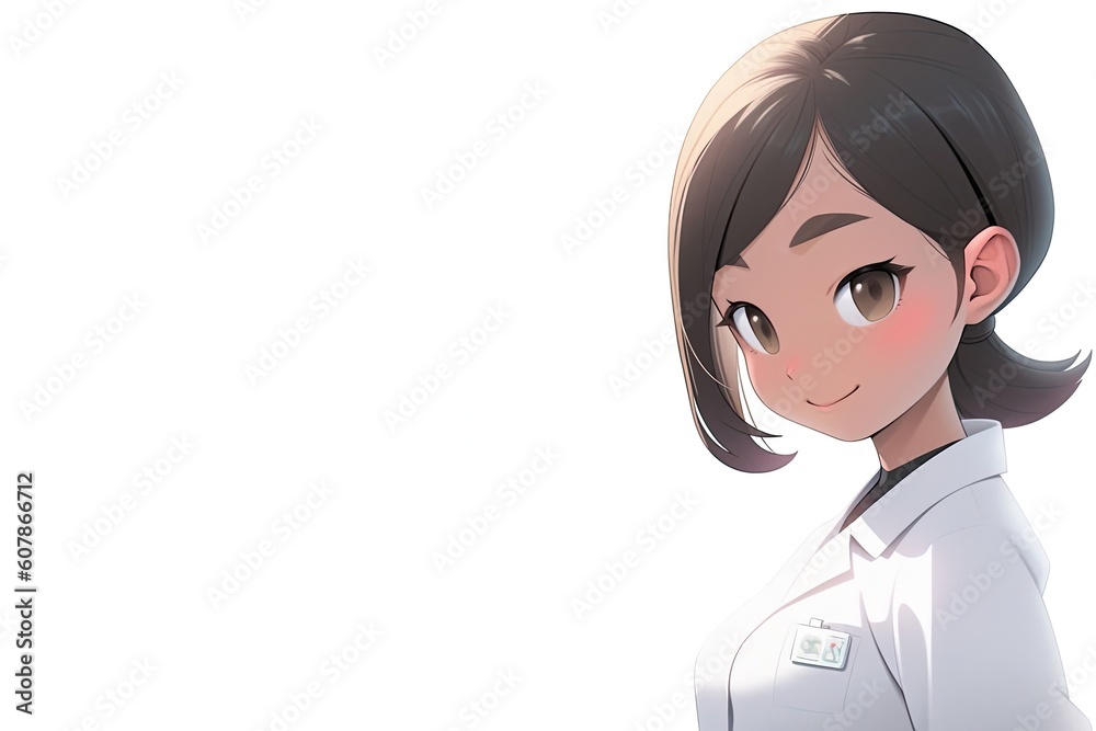 Asian Female Dentist White Background Very Pretty Copy Space Generative AI Asian Female Dentist White Background Very Pretty Copy Space Generative AI