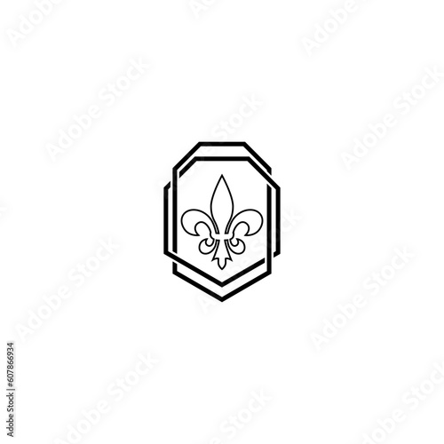 Coat of arms with fleur de lis heraldic symbol isolated on white background