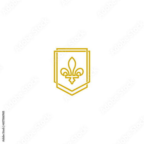 Coat of arms with fleur de lis heraldic symbol isolated on white background