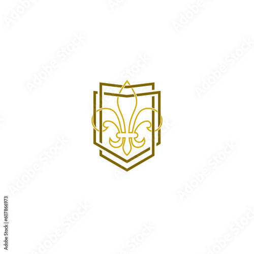 Coat of arms with fleur de lis heraldic symbol isolated on white background