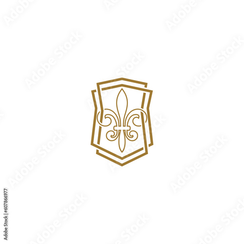Coat of arms with fleur de lis heraldic symbol isolated on white background © sljubisa