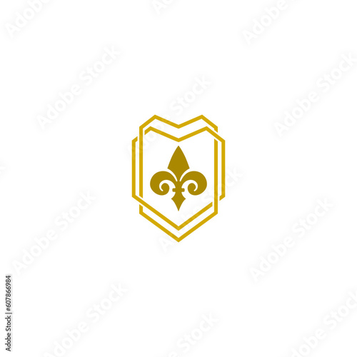 Coat of arms with fleur de lis heraldic symbol isolated on white background